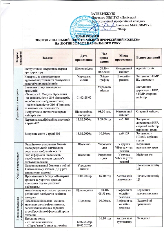 План роботи сторінка 1